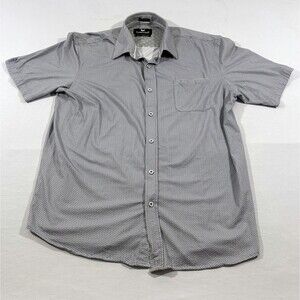 Butter Cloth Icy Cotton Button Shirt Mens Regular Fit Gray Print Pocket Sz 2XL